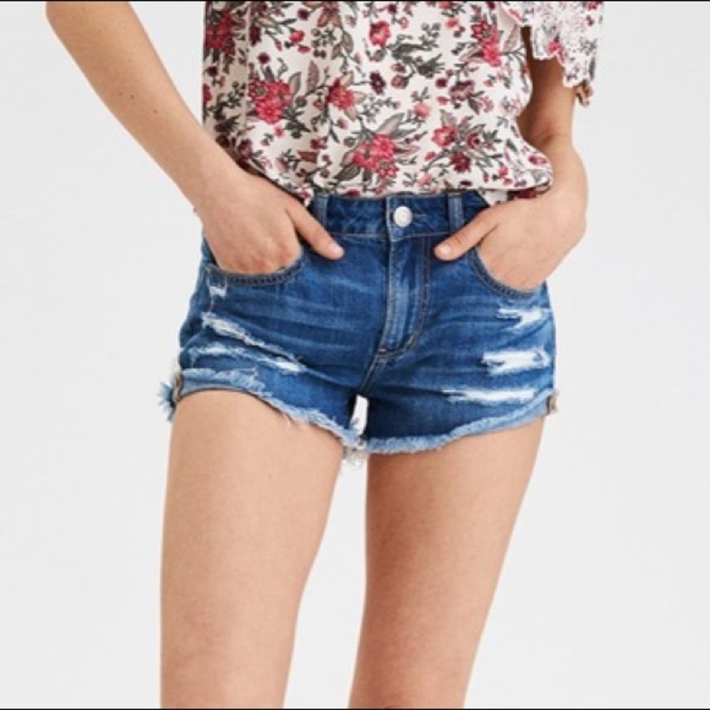 American Eagle Blue Tomgirl Shortie Denim Shorts